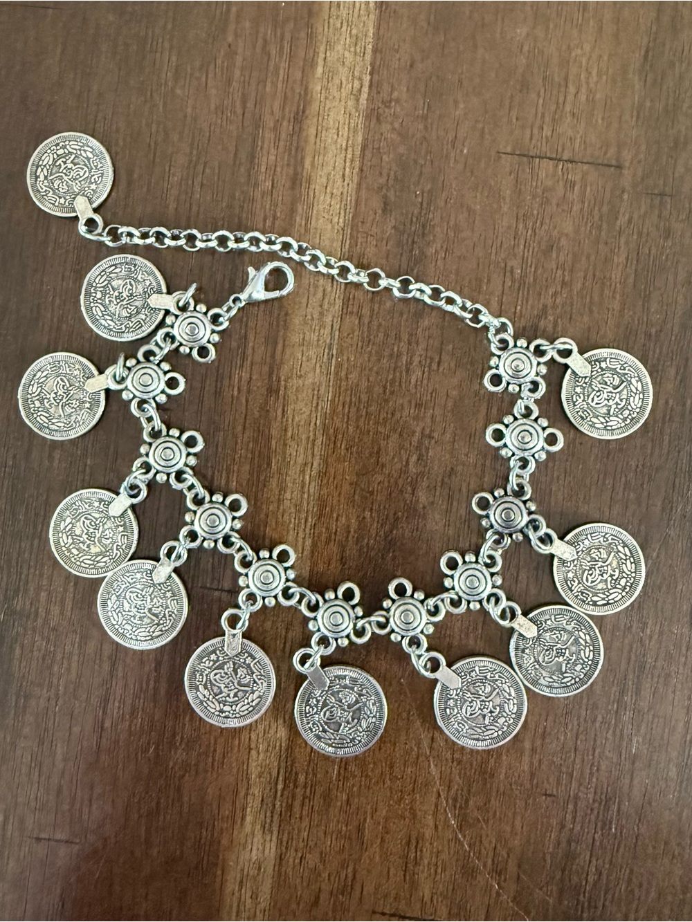 Silver Coin Dangle Charm Anklet - Women Jewelry